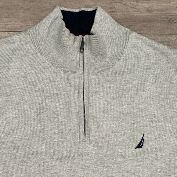 Mens NAUTICA XXL Quarter 1/4 Zip Sweatshirt Sweater Gray Long Sleeve Fleece NWOT - Picture 5 of 9
